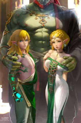 the legend of zelda,breath of the wild,the legend of zelda: breath of the wild,the legend of zelda: tears of the kingdom link,princess zelda,zelda,ganondorf hentai pictures by sakimichan about 2boys(男二人) breasts(乳) orc(オーク)