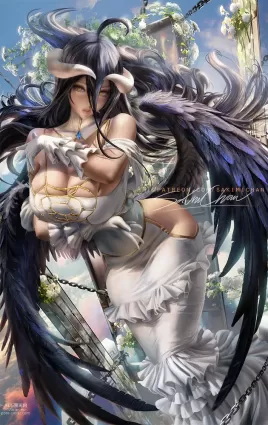 overlord gem,albedo doujin pictures by sakimichan about female(女性) jewelry(宝飾) artist_name(アーティスト名前)