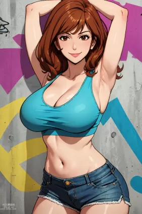 AI generated lupin iii mine fujiko hentai pictures by kix (pixiv4050303) about smile(笑顔) solo(一人)