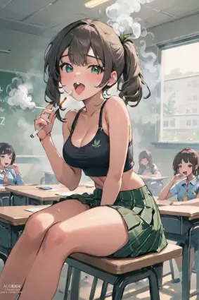 AI generated hentai pictures about blush(赤面) smoking(喫煙)