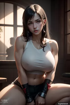 AI generated final fantasy,resident evil tifa lockhart hentai pictures about crop_top(クロップトップ) female_only(女性のみ)