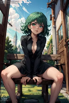 AI generated one-punch man tatsumaki porn pictures by vertilo about black_dress(ブラックドレス) cleavage(胸の谷間)