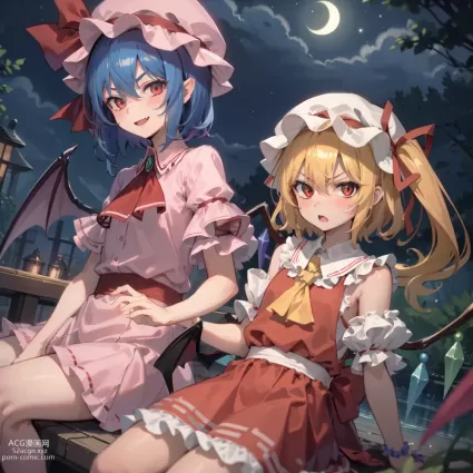 AI generated touhou project remilia scarlet,flandre scarlet hentai pictures about remilia_scarlet(レミリア・スカーレット) blonde_hair(金髪の毛)