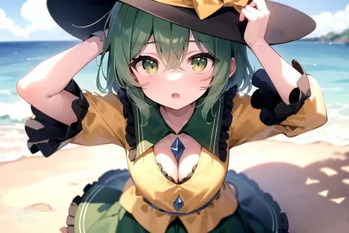 AI created touhou project komeiji koishi porn pictures about cleavage_cutout(谷間カットアウト) green_skirt(緑のスカート)