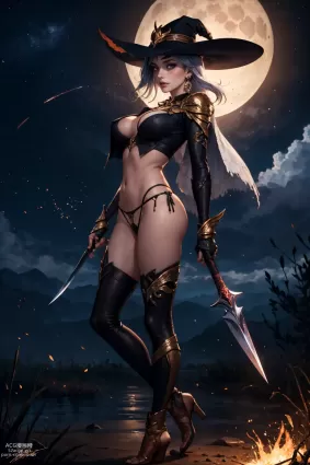 AI generated league of legends ashe hentai pictures by eisenbricher about dual_wielding(二刀流) night(夜)