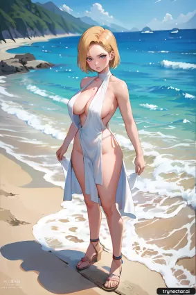 AI generated original android 18 hentai pictures about alternative_costume(別コス) barefoot(裸足)