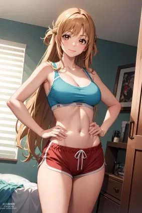 AI generated original,idolmaster,the idolm@ster: shiny colors yuuki asuna,asuna doujin pictures by g about breasts(乳) cleavage(胸の谷間)