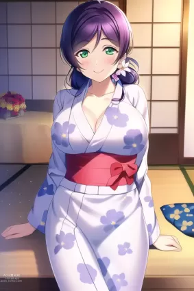 AI created love live! toujou nozomi porn pictures about female(女性) kimono(着物)