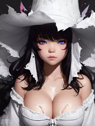 AI generated doujin pictures about 1girl(女性一人) cleavage(胸の谷間)