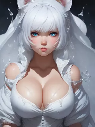 AI generated porn pictures about cleavage(胸の谷間) large_breasts(巨乳)
