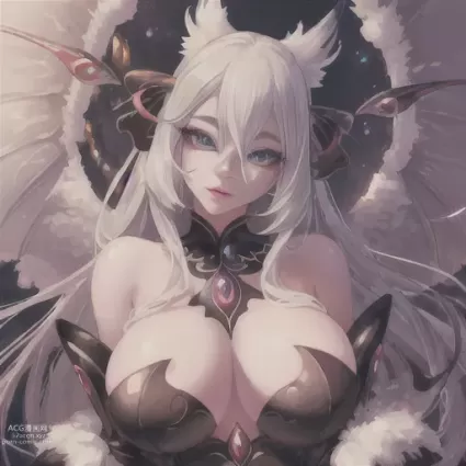 AI generated hentai pictures about animal_ears(獣耳) very_long_hair(超ロングヘア)