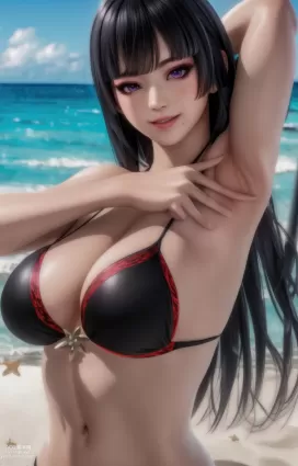 AI created dead or alive,dead or alive xtreme venus vacation nyotengu hentai pictures by krayzo about armpit_pussy(腋マンコ) black_bikini(ブラックビキニ)