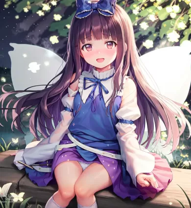 AI generated touhou project star sapphire hentai pictures about juliet_sleeves(ジュリエット・スリーブ) long_hair(ロングヘア)