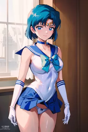 AI created sailor moon mizuno ami,sailor mercury hentai pictures by user xtnz2543 about bow(ボー) star_choker(★チョーカー)