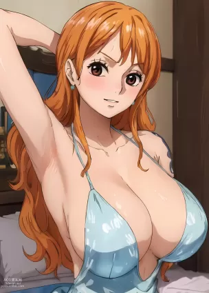 AI created one piece nami hentai pictures by gabrail about bangs(前髪) looking_at_viewer(カメラ目線)
