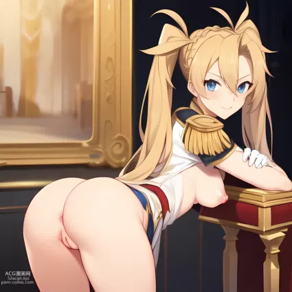 AI generated fate,fate/grand order bradamante hentai pictures about eyebrows_visible_through_hair(髪の上から見える眉毛) jacket_on_shoulders(肩の上にジャケット)