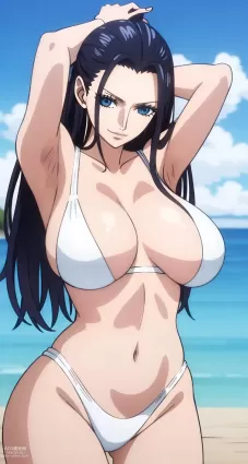 AI created one piece nico robin porn pictures by jarentr about arms_up(上げた両腕) blue_eyes(青い目)
