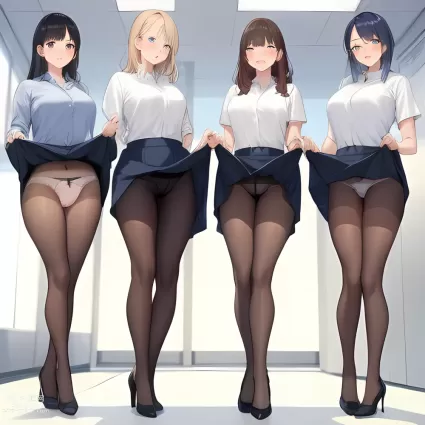AI generated hentai pictures about detailed(きめ細かい) pantyhose(パンスト)