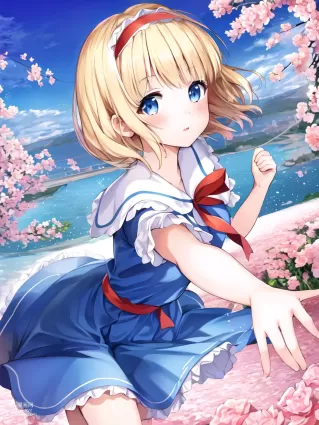 AI created touhou project alice margatroid hentai pictures about frills(フリル) pink_flower(ピンク花)