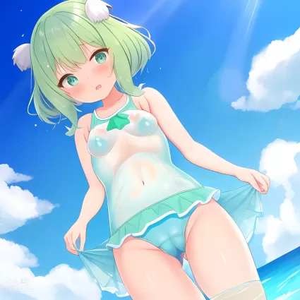 AI generated kokkoro hentai pictures about swimsuit(水着) 1%3A1_aspect_ratio(１：１アスペクト比)