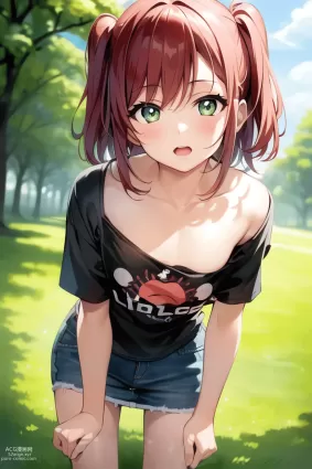 AI created love live!,love live! sunshine!! kurosawa ruby porn pictures about black_shirt(黒いシャツ) open_mouth(開口)